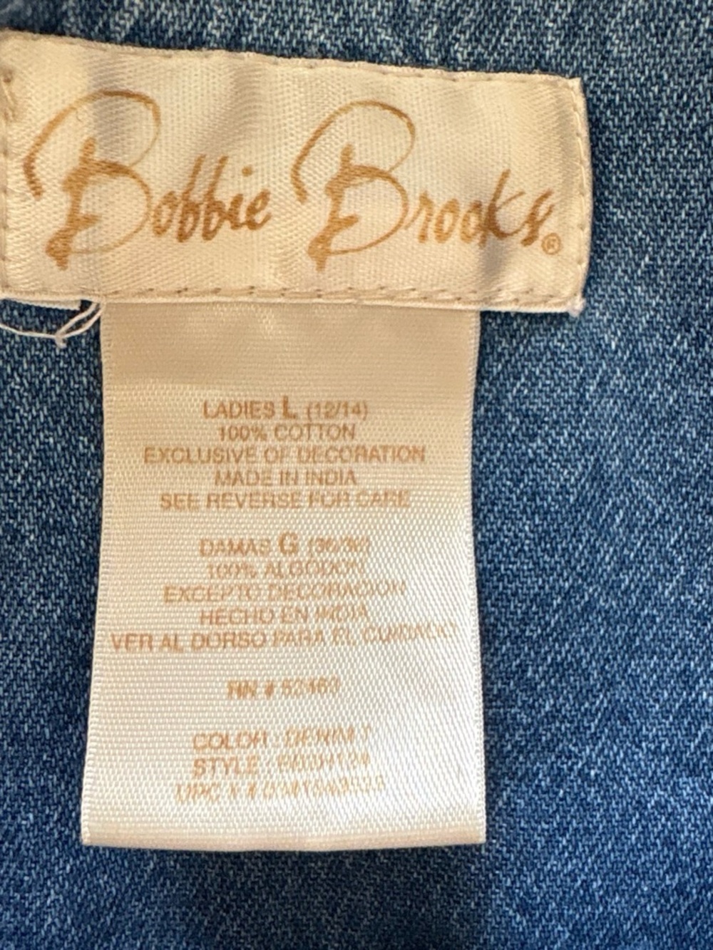Bobbie Brooks Denim Blouse Shirt L Vintage Applique Fashion Clothing Blue Unique - Picture 3 of 8